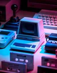 A group of retro PCs